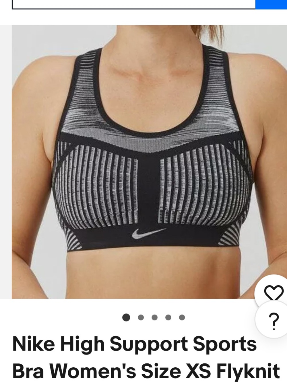 Nike Flyknit High Support Sports Bra - Black & Grey